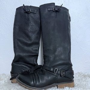 Steve Madden Ravinn Boots Womens Tall Knee High Riding Black Leather SZ 9